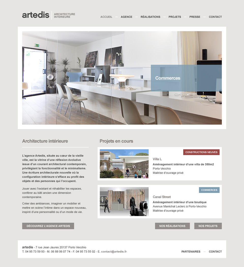 1. Site internet architecture intérieure : homepage